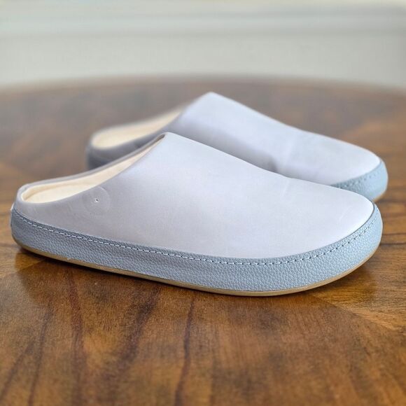 Olukai Hamani Leather Slip-on Mules Men's Size 9 Smoke / Storm Gray / Beige New - Picture 4 of 14